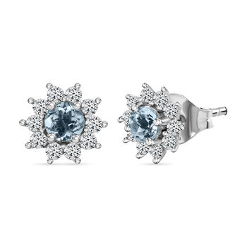 Sternchen Espirito Santo Aquamarin und Zirkon Ohrstecker