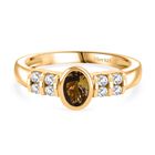 D'Joy AA Natürlicher goldener Tansanit, Weißer Zirkon Ring 925 Silber 750 Gelb Vergoldet (Größe 18.00) (10-15 Werktage Lieferzeit) ca. 0.79 ct