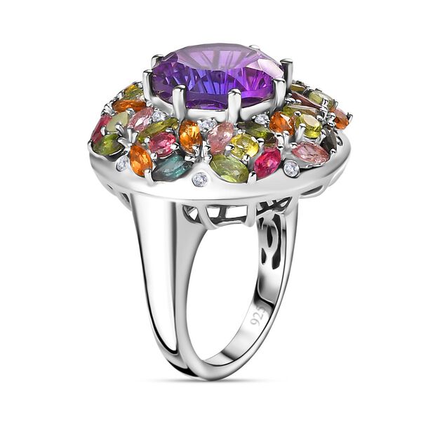 Afrikanischer Amethyst, Mehrfarbig-Turmalin Ring 925 Silber rhodiniert (Gr&ouml;&szlig;e 20.00) ca. 9,38 ct image number 5