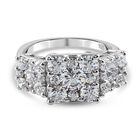 LUSTRO STELLA Hergestellt mit ZIRKONIA Cluster-Ring 925 Silber Platin-Überzug image number 0