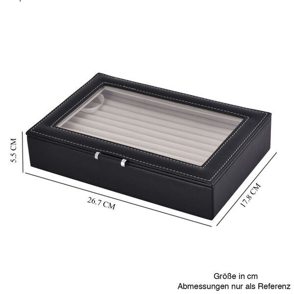 100 Steckplatz Ring Koffer mit Glas Fenster und Kunstleder Polster, 27x18x6 cm, schwarz image number 6