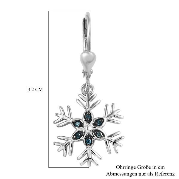 Blaue Diamant-Schneeflocke-Ohrh&auml;nger in Silber image number 5