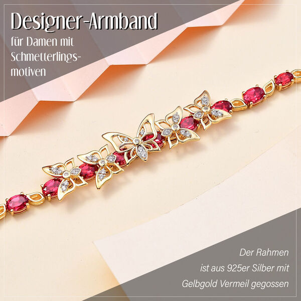 GP Trifono Kollektion- Synthetisches Padparadscha-Saphir, Zirkon und blaues Saphir-Armband, 19cm - 13,27 ct. image number 2