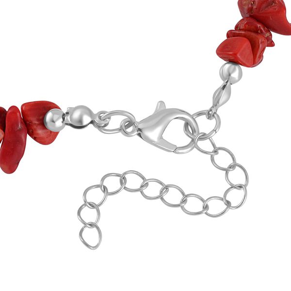 Blauer Howlit, Rote Koralle Schmuckset  Legierung Schwarz oxidiert ca. 161.00 ct image number 5