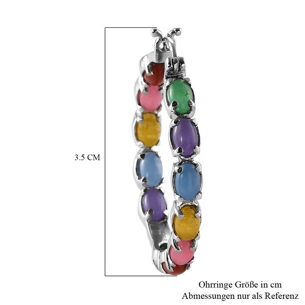 Mehrfarbige Jade Creolen in Edelstahl, ca. 11,99 ct image number 6