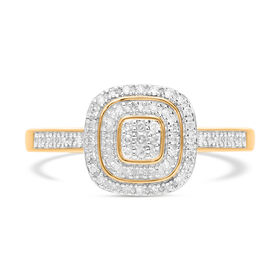 Weißer Diamant Ring, 925 Silber Gelbgold Vermeil, (Größe 21.00) ca. 0.25 ct