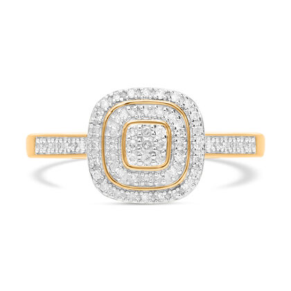 Wei&szlig;er Diamant Ring, 925 Silber Gelbgold Vermeil, (Gr&ouml;&szlig;e 21.00) ca. 0.25 ct