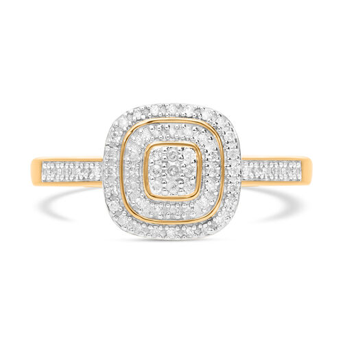 Weißer Diamant Ring, 925 Silber Gelbgold Vermeil, (Größe 21.00) ca. 0.25 ct image number 0