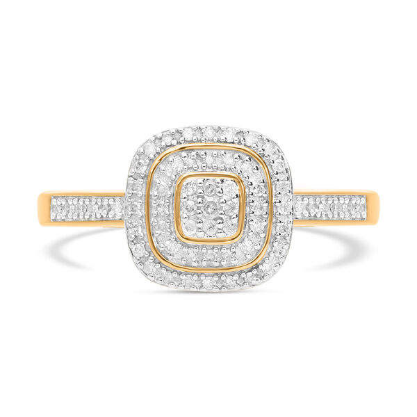 Weißer Diamant Ring, 925 Silber Gelbgold Vermeil, (Größe 21.00) ca. 0.25 ct image number 0