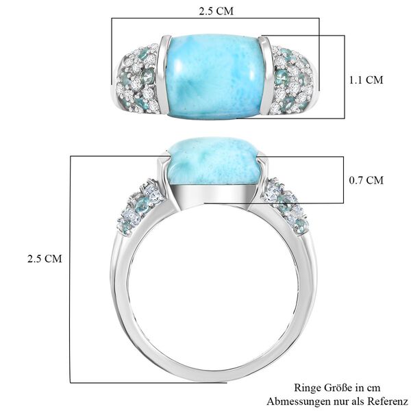D'Joy Larimar, Blauer Apatit Ring 925 Silber rhodiniert (Größe 16.00) ca. 6,19 ct image number 7