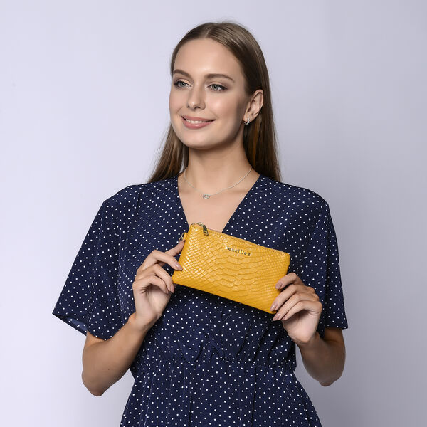 SENCILLEZ - 100% Leder Clutch, Gelb image number 2