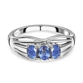 AA Tansanit-Ring, 925 Silber platiniert  ca. 0,56 ct