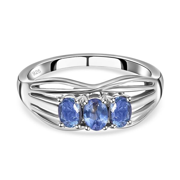 AA Tansanit-Ring, 925 Silber platiniert  ca. 0,56 ct