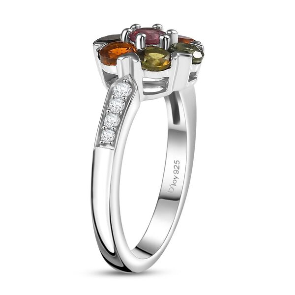 D joy Mehrfarbiger-Turmalin Ring 925 Silber platiniert (Gr&ouml;&szlig;e 21.00) ca. 1.50 ct image number 5