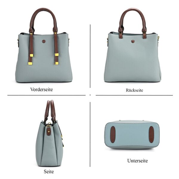 Vielseitige Umhängetasche aus echtem Leder mit abnehmbarem Schulterriemen, 30x14x24 cm, Blau image number 4