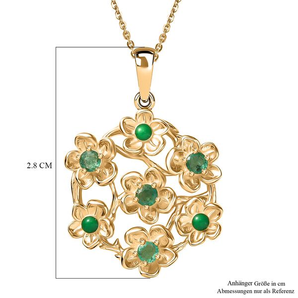 Kagem Sambischer Smaragd Schmuckset 925 Silber 750 Gelb Vergoldet ca. 0,40 ct. image number 6