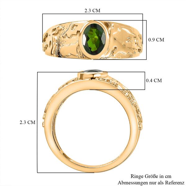 Nat&uuml;rlicher Chromdiopsid Ring 925 Silber 750 Gelbgold Vermeil (Gr&ouml;&szlig;e 17.00) ca. 0,79 ct image number 7