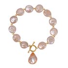 Pfirsich-Süßwasser Perle Armband ca. 19 cm 925 Silber vergoldet