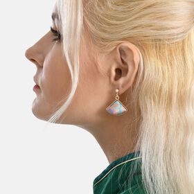 LA MAREY 2er-Set Brokat Seiden-Haarnadel und Ohrringe mit Geschenkbox, Rosa