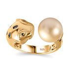 AA Goldene Südsee Perle Ring 925 Silber 750 Gelb Vermeil (Größe 17.00) ca. 8,00 ct image number 3