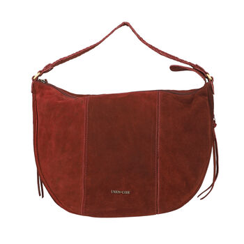 Hobo Tasche aus 100% echtem Leder, Gr&ouml;&szlig;e 40,6x12,7x33 cm, Weinrot