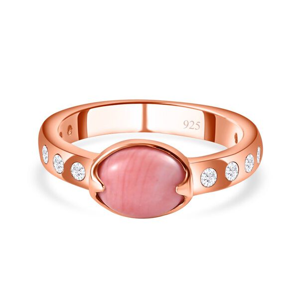 AA Oregon Sunrise Pfirsich Opal und Zirkon Ring- 1,36 ct.