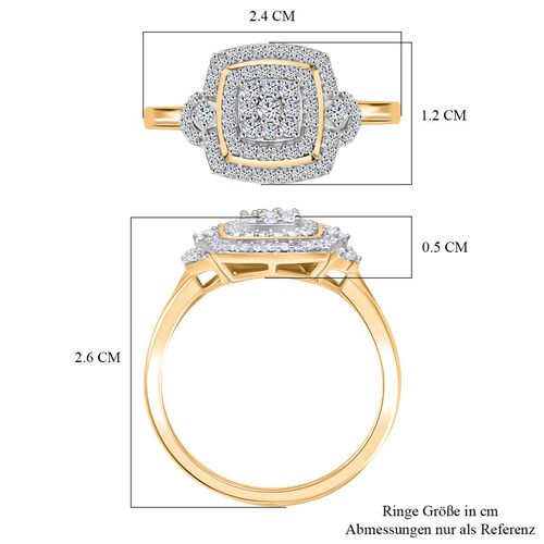 Lab Grown Diamant SI-GH Ring 925 Silber 750 Gelbgold Vermeil (Größe 17.00) ca. 0,50 ct image number 6