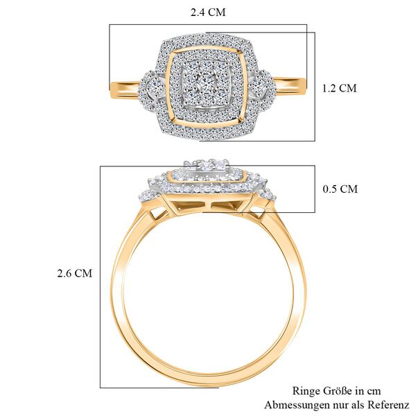 LUXURIANT DIAMOND - Lab Grown Diamant SI-GH SGL zertifiziert Ring 925 Silber 750 Gelbgold Vermeil (Gr&ouml;&szlig;e 17.00) ca. 0,50 ct image number 6