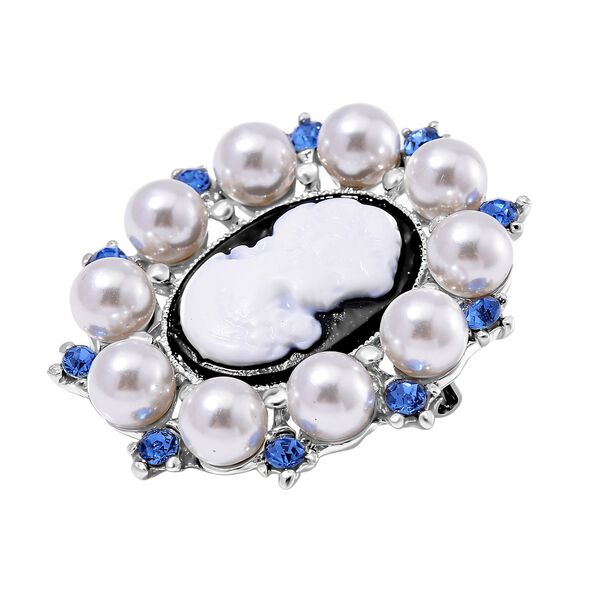 Kamee, Blauer Kristall Brosche image number 3