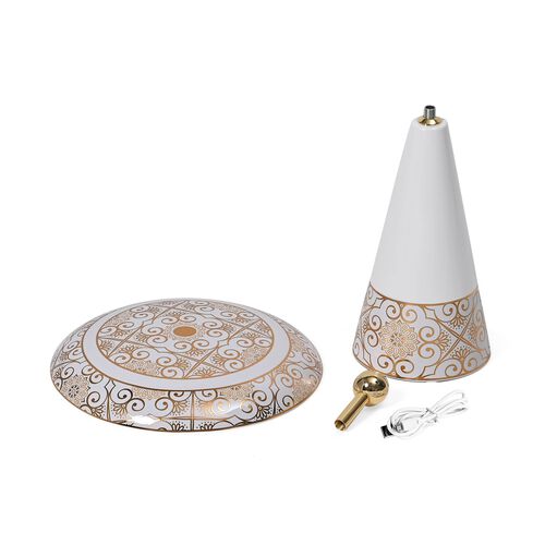 Kabellose Tischlampe mit Touch-Steuerung, Magnetdesign, Melamin, Orientalisches Muster, 23x31?cm, Grün
