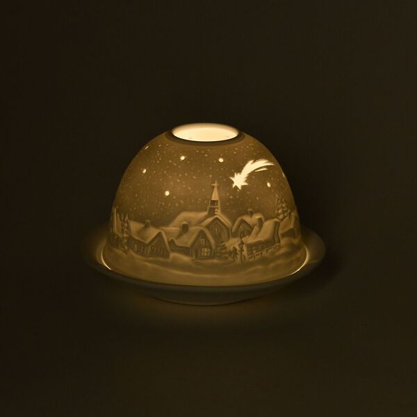 Porzellan-Teelichthalter mit LED, Stille Nacht Motiv image number 3