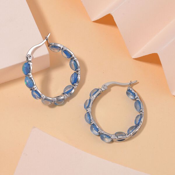 Blaue simulierte Opal-Inside-Out-Creolen image number 2