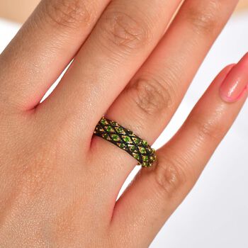 GP Trionfo Kollektion - Kanchanaburi Blauer Saphir, Nat&uuml;rlicher Chromdiopsid Ring 925 Silber 750 Gelbgold Vermeil (Gr&ouml;&szlig;e 17.00) ca. 0,48 ct