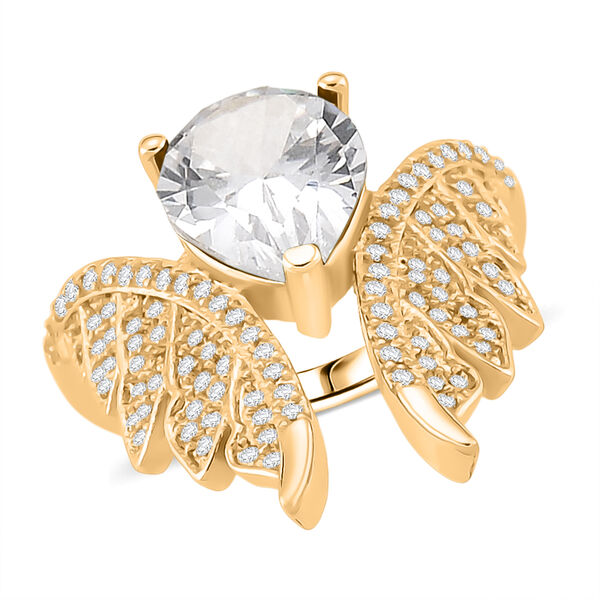 Wei&szlig;er Zirkonia Engelsfl&uuml;gel-Ring