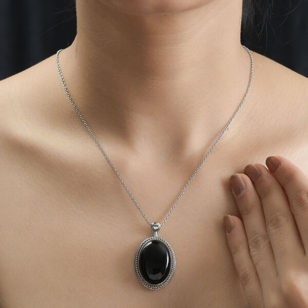 Schwarzer Onyx Schmuckset  Edelstahl ca. 23,14 ct. image number 2