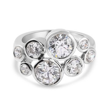 LUSTRO STELLA - feinster Zirkonia-Ring, 925 Silber platiniert (Gr&ouml;&szlig;e 16.00) ca. 2,19 ct