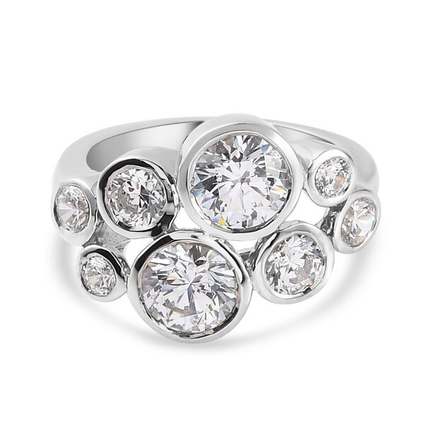 LUSTRO STELLA Hergestellt mit ZIRKONIA Ring 925 Silber Platin-&Uuml;berzug (Gr&ouml;&szlig;e 16.00) ca. 2,19 ct