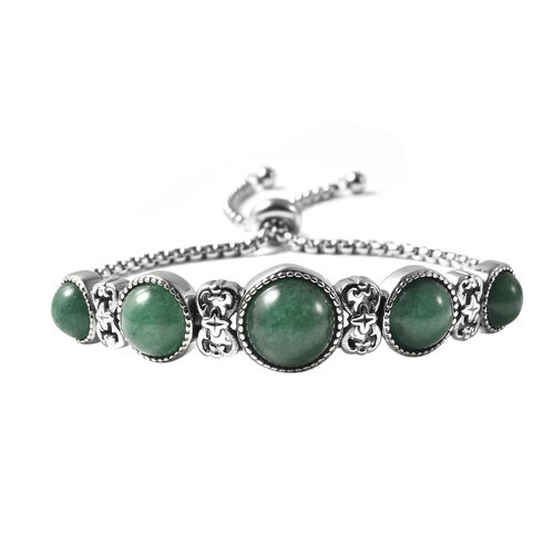 Grünes Aventurin Bolo-Armband, ca. 15.25 cm, Edelstahl ca. 14,00 ct image number 0