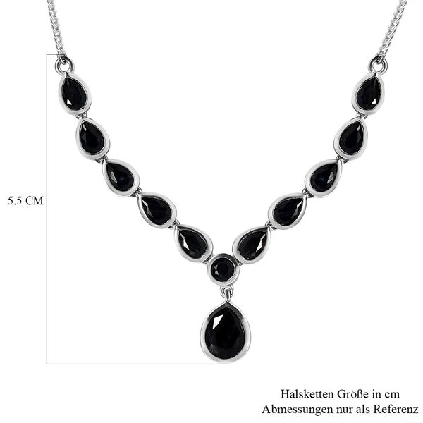 Schwarze Saphir Halskette, ca. 45 cm, 925 Silber platiniert ca. 8.59 ct image number 6