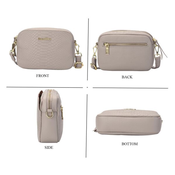 Sencillez Crossbody Tasche mit Schlangenhaut-Druck, Grau image number 4