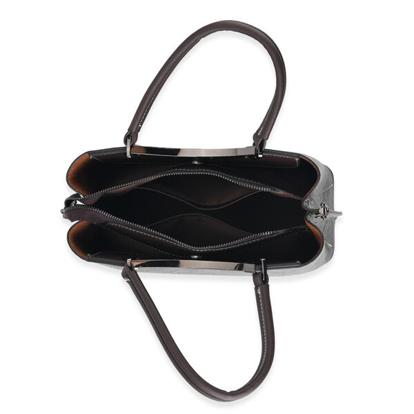Florale Kunstprint Crossbody Tasche mit gemustertem Schulterriemen, 30x12x22cm, Schwarz image number 5