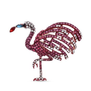 Mehrfarbige Kristall-Brosche in Ros&eacute;goldton, Flamingo