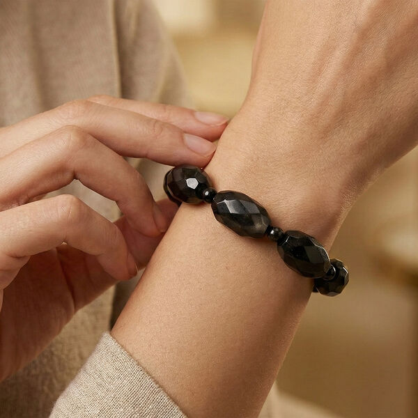 Shungit Armband, flexibel (ca. 17 - 18.5 cm), ca. 225.00 ct image number 2