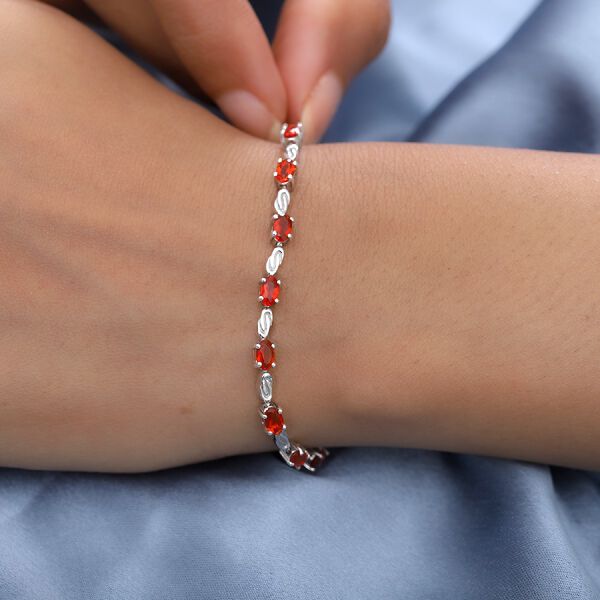 Mexikanischer Kirschfeuer-Opal Armband ca. 20 cm lange 925 Silber Platin-&Uuml;berzug 2.47 ct image number 3