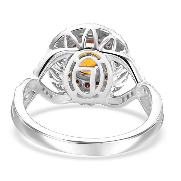 LUXORO zertifiziert und geprüft AAA Orange Saphir, roter und weißer Diamant Ring 585 Weißgold - 2,13 ct. image number 4