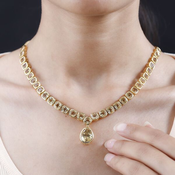 Citrin Halskette, ca. 45 cm, 925 Silber vergoldet, ca. 37.13 ct image number 3