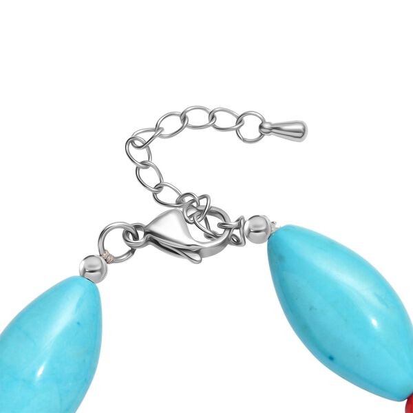 Gefärbtes blaues Magnesit und Koralle Armband, 19cm - 145 ct. image number 4