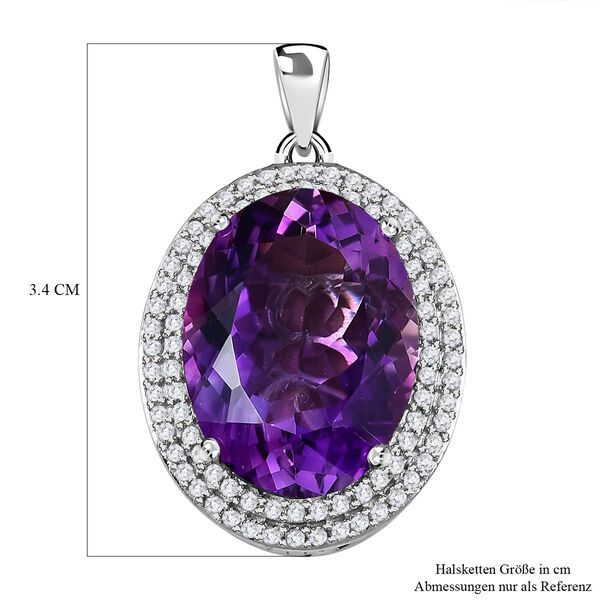 Lusaka Amethyst und Zirkon-Anhänger, 925 Silber platiniert ca. 19,39 ct image number 7