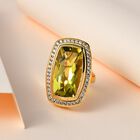 Ouro Verde-Quarz, weißer Zirkon Ring, 925 Silber Gelbgold Vermeil (Größe 16.00) ca. 16.90 ct image number 1