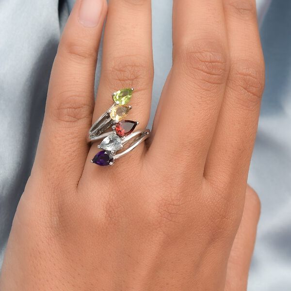 Mehfarbiger Edelstein-Ring, (Größe 16.00) Edelstahl, ca. 3,41 ct image number 3